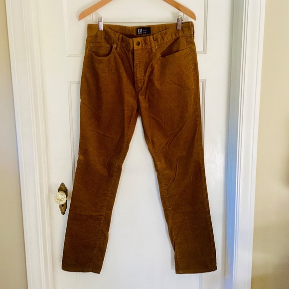 GAP Men's Brown Corduroy Slim Pants Size 33Wx30L 5 Pocket Cord Business Casual - Picture 13 of 13